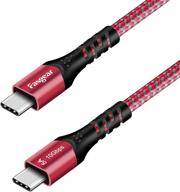 кабель fasgear usb c к usb c 1.6 фута: быстрая зарядка, usb 3.1 gen 2 type c кабель с прочипом e-marker - совместим с macbook, matembook, ipad air, galaxy s21, ssd, pixel 5/4/xl (красный) логотип