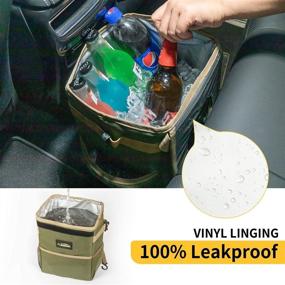img 2 attached to 🚗 Honshine Waterproof Car Trash Bin - Large 3.5 Gallon Garbage Bag with Lid and 3 Storage Pockets for Cars