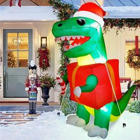 img 1 attached to OurWarm 6ft Christmas Inflatables Dinosaur Outdoor Decorations with LEDs for Xmas Party Indoor Outdoor Yard Garden Lawn Decor - Blow Up Christmas Yard Decor