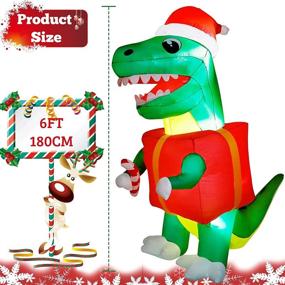 img 3 attached to OurWarm 6ft Christmas Inflatables Dinosaur Outdoor Decorations with LEDs for Xmas Party Indoor Outdoor Yard Garden Lawn Decor - Blow Up Christmas Yard Decor