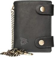 🔐 premium genuine leather wallet with metal chain: stylish and secure logo