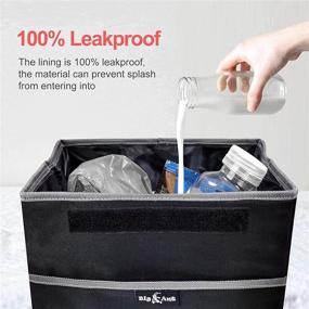 img 2 attached to 🚗 Large Waterproof Car Trash Can with Lid - Leak-Proof Auto Garbage Bin, Black Collapsible Car Storage Bag, Garbage Bag for Car