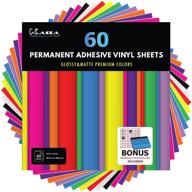 🎨 kassa permanent vinyl sheets - pack of 60, 12” x 12” - assorted colors (matte & glossy) - includes squeegee - craft outdoor vinyl for cutting machines logo