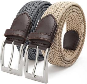 img 4 attached to Elastic Braided Stretch Men's Belts: Stretchy Unisex Accessories for Extra Comfort