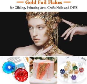 img 2 attached to 🎨 Apsung 4 Bottles Gilding Resin Flakes Set with Tweezers, Upgraded Mixed Color, Imitation Gold Foil Flakes Metallic Leaf for Nail Art, Painting, Craft, DIY, Slime, and Resin Jewelry Making