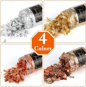 img 3 attached to 🎨 Apsung 4 Bottles Gilding Resin Flakes Set with Tweezers, Upgraded Mixed Color, Imitation Gold Foil Flakes Metallic Leaf for Nail Art, Painting, Craft, DIY, Slime, and Resin Jewelry Making