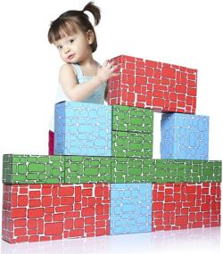 img 3 attached to 🧱 WishaLife Cardboard Blocks: 40pcs Extra-Thick Jumbo Stackable Bricks for Toddlers and Kids - Building Fun Guaranteed!