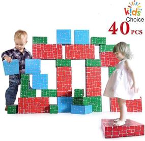 img 4 attached to 🧱 WishaLife Cardboard Blocks: 40pcs Extra-Thick Jumbo Stackable Bricks for Toddlers and Kids - Building Fun Guaranteed!