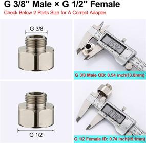 img 3 attached to 🚰 Brass Pipe Fitting Set with Water Hose Adapter - G 1/2 inch Female to G 3/8 inch Male Reducer Adapter - Compression Fitting for Kitchen and Bathroom Faucets - Pipe Connector with Rubber Washer (2 Pack)