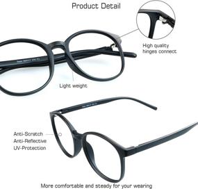 img 3 attached to 👓 Stylish Oval Frame Blue Light Blocking Glasses for Women/Men, Anti Eyestrain, Computer Reading, TV Glasses, Anti Glare, +0.25 Magnification (Black)