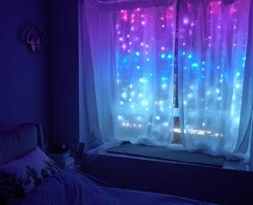 img 3 attached to 🌈 Vibrant Purple Pink&amp;Blue Ombre Curtain Lights: Remote Controlled LED Fairy Lights for Girls' Unicorn Mermaid Bedroom Decor