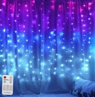 🌈 vibrant purple pink&amp;blue ombre curtain lights: remote controlled led fairy lights for girls' unicorn mermaid bedroom decor логотип