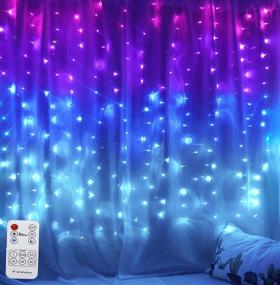 img 4 attached to 🌈 Vibrant Purple Pink&amp;Blue Ombre Curtain Lights: Remote Controlled LED Fairy Lights for Girls' Unicorn Mermaid Bedroom Decor