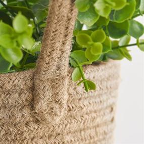 img 1 attached to 🧺 Dahey 2 Pack Wall Hanging Rope Basket: Farmhouse Decor with Artificial Eucalyptus - Rustic Storage Organizer Set for Porch Living Room Bedroom Entryway