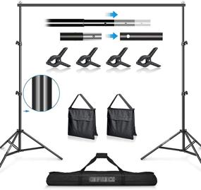 img 1 attached to 📸 DERSECO 10FT Heavy Duty Backdrop Stand - Adjustable Photo Video Studio Background Support System Kit with Carry Bag, Sandbags for Photography, Parties, Wedding, Game Videos, and More