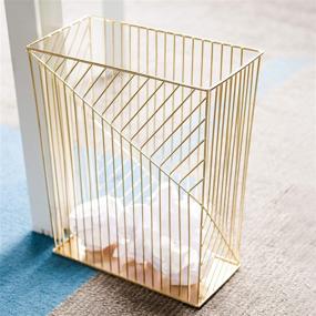 img 1 attached to U Brands Vena Collection 6 Gallon Gold Metal Trash Can - Premium Quality Waste Bin with Stylish Design