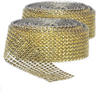 💎 gold 8-row rhinestone diamond bling wrap ribbon for wedding cake, party, holiday & home decoration - 10 yds per roll, 2 rolls logo