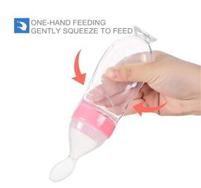 img 1 attached to 🍼 Gaodear Natural Touch Silicone Baby Food Feeder: Squeeze Cereal Bottle with Spoon, Suction Cup Design, 3 Ounce, Pink - Safe and Convenient Feeding Solution for Infants