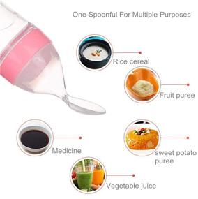 img 2 attached to 🍼 Gaodear Natural Touch Silicone Baby Food Feeder: Squeeze Cereal Bottle with Spoon, Suction Cup Design, 3 Ounce, Pink - Safe and Convenient Feeding Solution for Infants