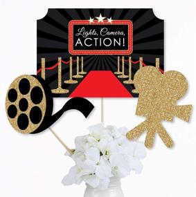 img 3 attached to Red Carpet Hollywood - Movie Night Party Centerpiece Sticks - Table Toppers - Set of 15 by Big Dot of Happiness