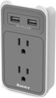 🔌 huntkey 2-outlet wall mount cradle with dual 2.1 amp usb charging ports for enhanced charging, smd407 logo