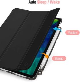 img 2 attached to 📱 iPad Pro 11-inch 2020 &amp; 2018 Case with Pencil Holder - SlimShell Lightweight Stand, Translucent Frosted Back Cover, Auto Wake/Sleep, Black