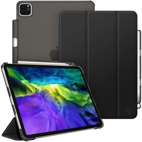 img 4 attached to 📱 iPad Pro 11-inch 2020 &amp; 2018 Case with Pencil Holder - SlimShell Lightweight Stand, Translucent Frosted Back Cover, Auto Wake/Sleep, Black