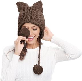 img 3 attached to 🐱 Winter Cute Cat Ears Knit Hat with Ear Flaps - Bellady Crochet Beanie Hat