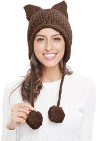 img 2 attached to 🐱 Winter Cute Cat Ears Knit Hat with Ear Flaps - Bellady Crochet Beanie Hat