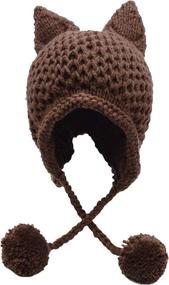 img 4 attached to 🐱 Winter Cute Cat Ears Knit Hat with Ear Flaps - Bellady Crochet Beanie Hat