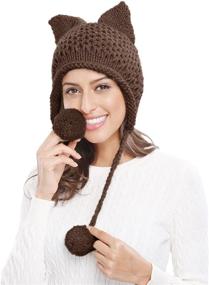 img 1 attached to 🐱 Winter Cute Cat Ears Knit Hat with Ear Flaps - Bellady Crochet Beanie Hat