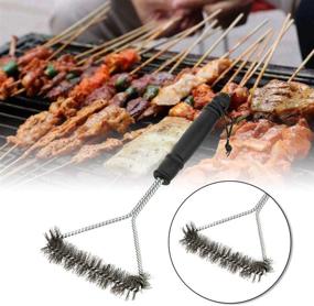 img 2 attached to 🔥 Barbecue Grill Brush Set, 12-Inch 3-Sided BBQ Grill Brush and Scraper - Two Pack for Complete Grill Cleaning, Must-Have BBQ Grilling Accessories Gift