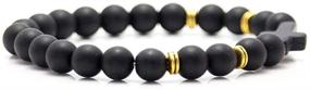 img 2 attached to 📿 Xusamss Matte Agate Beads Cross Elastic Link Bracelet - Fashionable 8MM wrist accessory for a 7 1/2" wrist