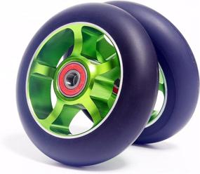 img 2 attached to 🛴 Z-FIRST 2pcs 100mm Pro Scooter Wheels + ABEC 9 Bearings for MGP, Razor, Lucky, Envy Pro Scooters - Replacement Set