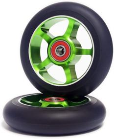 img 3 attached to 🛴 Z-FIRST 2pcs 100mm Pro Scooter Wheels + ABEC 9 Bearings for MGP, Razor, Lucky, Envy Pro Scooters - Replacement Set