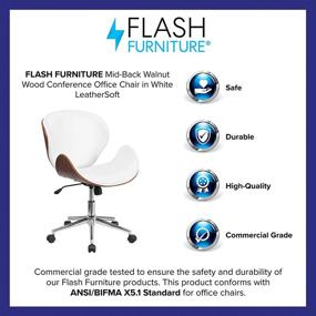 img 1 attached to 🪑 White LeatherSoft Mid-Back Walnut Wood Conference Office Chair by Flash Furniture