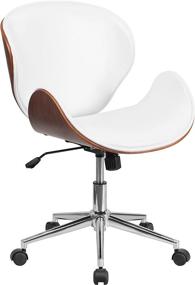 img 3 attached to 🪑 White LeatherSoft Mid-Back Walnut Wood Conference Office Chair by Flash Furniture