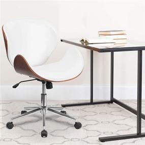 img 4 attached to 🪑 White LeatherSoft Mid-Back Walnut Wood Conference Office Chair by Flash Furniture