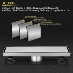 img 1 attached to 🚿 12-Inch Linear Shower Floor Drain with Strainers, PVC Drain Base with Rubber Gasket, Brushed Nickel Stainless Finish by SR SUN RISE