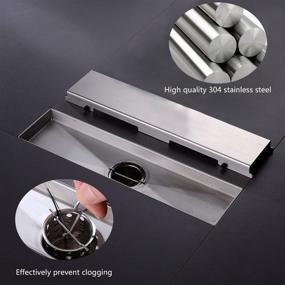 img 2 attached to 🚿 12-Inch Linear Shower Floor Drain with Strainers, PVC Drain Base with Rubber Gasket, Brushed Nickel Stainless Finish by SR SUN RISE