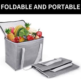 img 3 attached to 🛍️ Bodaon XL Insulated Reusable Grocery Shopping Bags - 2-Pack, Large Picnic Cooler Bag with Zippered Top - Cold Storage Solution in Grey