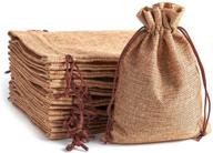 🛍️ pack of 20 reusable linen burlap bags with drawstring - 4x6 inch - ideal for grocery shopping, crafts, gift wrapping at christmas, birthdays, and weddings logo