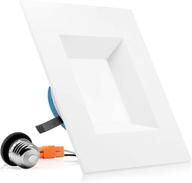 🔆 parmida 6 inch dimmable led square recessed retrofit lighting | easy downlight installation | 12w (100w equivalent) | 950lm | ceiling can lights | energy star & etl-listed | 5 year warranty | 3000k - 1 pack logo