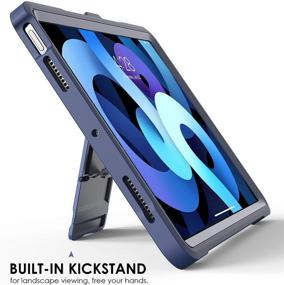 img 2 attached to Supveco iPad Air 4th Generation 2020 Case - Rugged Full-Body Hybrid Shockproof Drop Protection Cover with Pencil Holder, Screen Protector - Blue