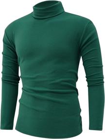 img 3 attached to Premium Quality Men's Basic Turtleneck Knitted T-Shirt Pullover - Solid Color, Long Sleeve Casual Tops by Jonivey