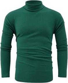 img 4 attached to Premium Quality Men's Basic Turtleneck Knitted T-Shirt Pullover - Solid Color, Long Sleeve Casual Tops by Jonivey