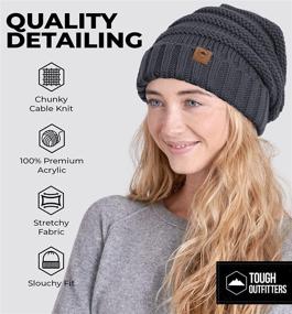 img 3 attached to 🧣 Warm and Stylish: Tough Headwear Slouchy Beanie Winter Hat for Women - Oversized Cable Knit Hats - Cold Weather Chunky Knitted Cap