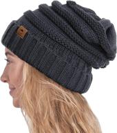 🧣 warm and stylish: tough headwear slouchy beanie winter hat for women - oversized cable knit hats - cold weather chunky knitted cap logo