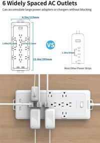 img 1 attached to 💡 NTONPOWER Power Strip Surge Protector: Wall Mount, 15ft Extension Cord, USB Ports, 12 AC Outlets, White (4000 Joules) - Ideal for Home Theater, Office & Computers