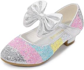 img 4 attached to 👑 Mowoii Glitter Princess Wedding Flats for Toddler Girls' Shoes